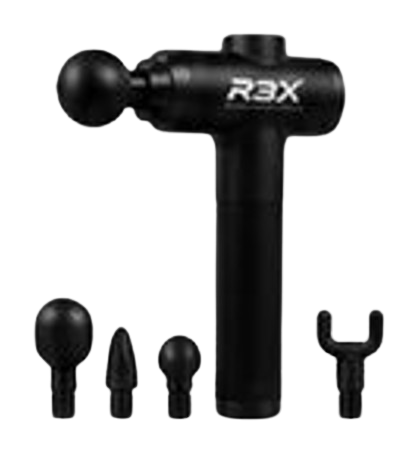R3X percussion therapy gun for deep muscle relief