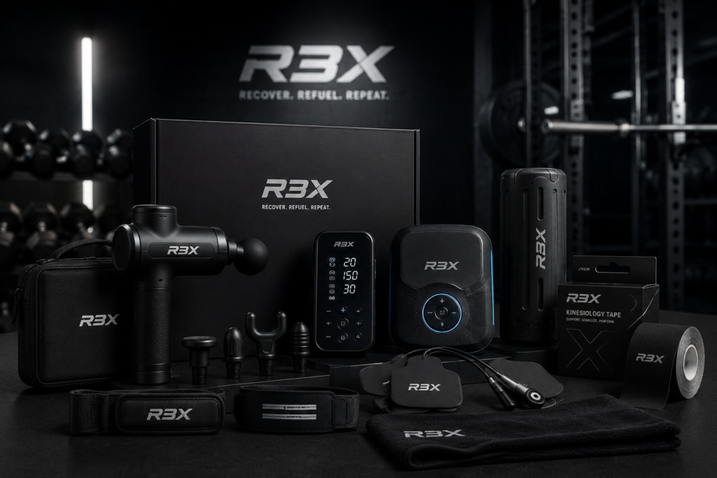 Complete R3X recovery product ecosystem including tape, EMS and percussion tools